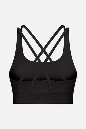 Full view of black Millennia Double X Sports Bra 