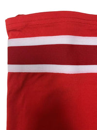 Red garment with a white stripe on a white background