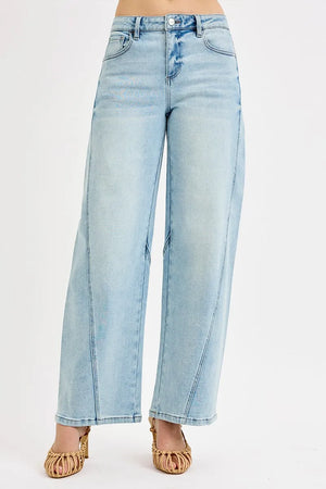 Light blue jeans on a white background