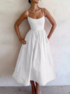 Women's Sexy Adjustable Strap Scoop Neck Midi Dress