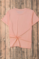 Another view of the back of Heart Round Neck Short Sleeve T-Shirt