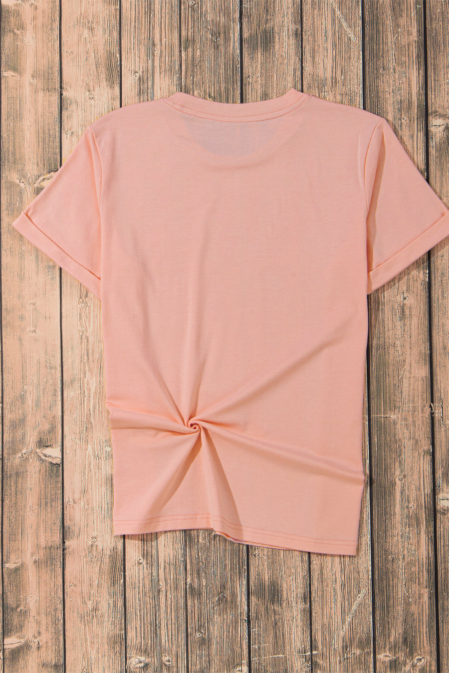 Another view of the back of Heart Round Neck Short Sleeve T-Shirt