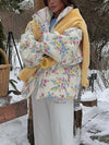 Floral Print Stand Collar Puffer Jacket
