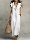 Wedding Guest Full Size Ruffled V-Neck Cap Sleeve Maxi Dress Plus Size For Women