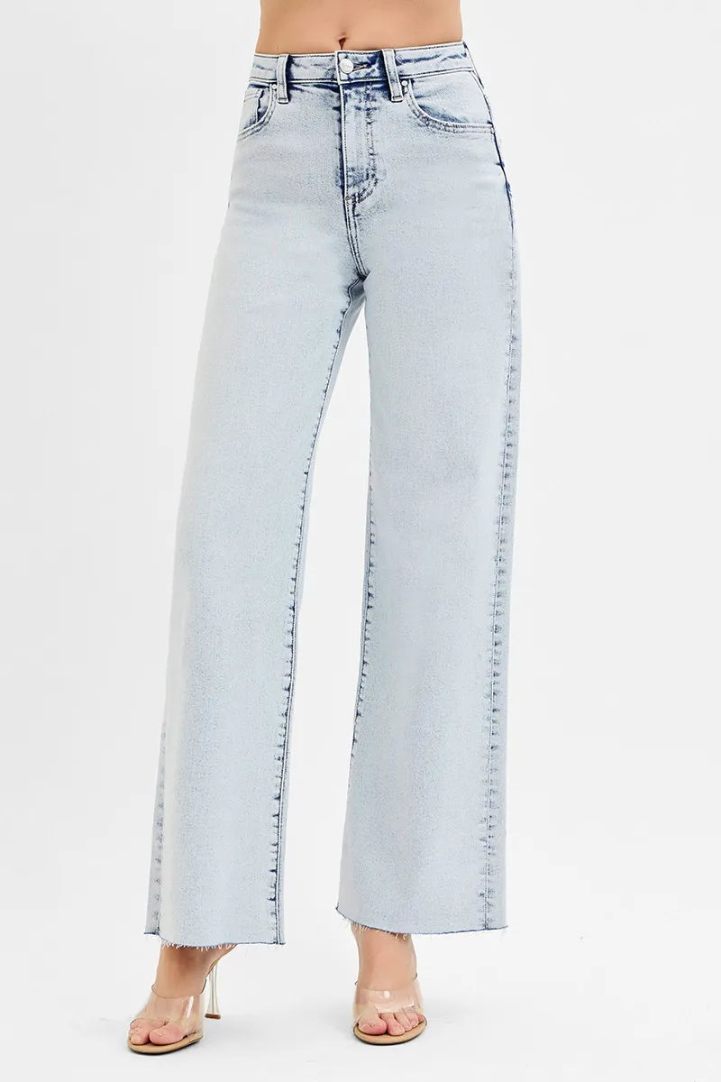 Light blue jeans on a white background