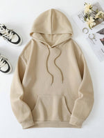 Front view of beige FAITH OVER FEAR Dropped Shoulder Hoodie
