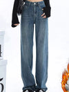 High-Waisted Vintage Wash Wide-Leg Jeans For Ladies