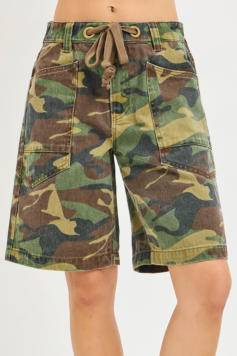 Camouflage shorts on a white background