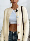 Full Size Heart Button Long Sleeve Cardigan Plus Size