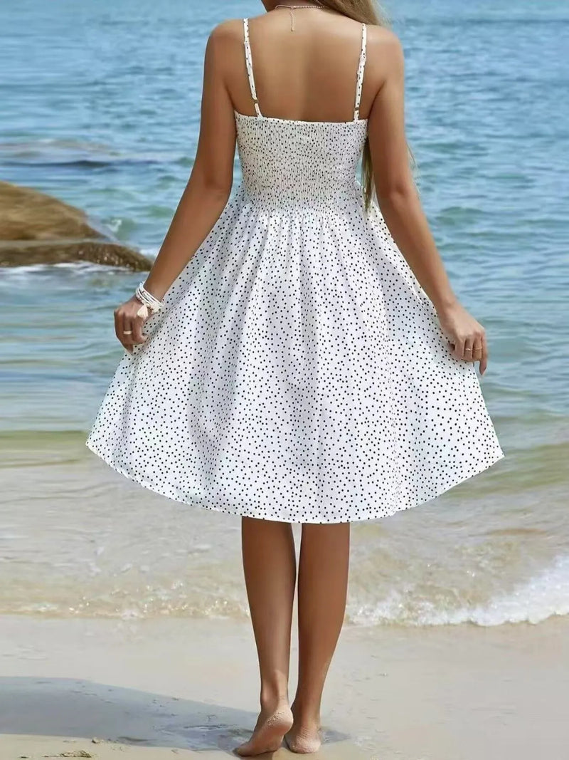 Back view of Full Size Smocked Square Neck Cami Dress Plus Size