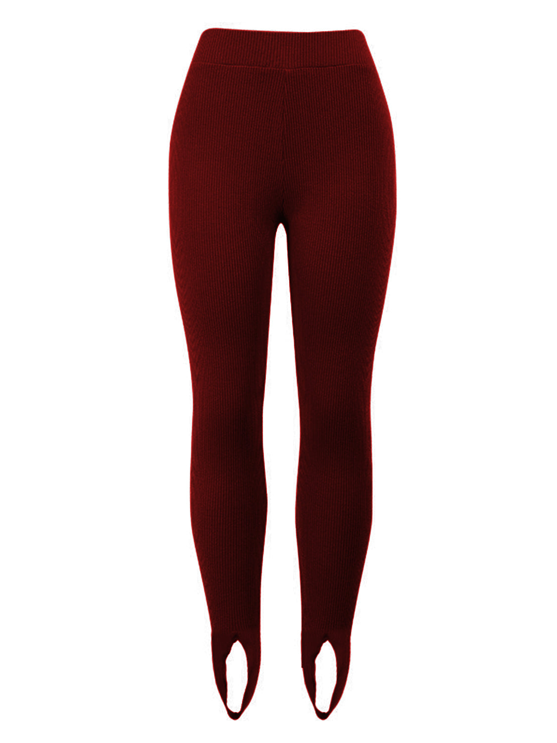 Maroon leggings with cut-out design on a white background