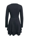 V-Neck Layered Ruffle Mini Dress