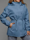 Hooded Windbreaker Jacket with Drawstring Waist