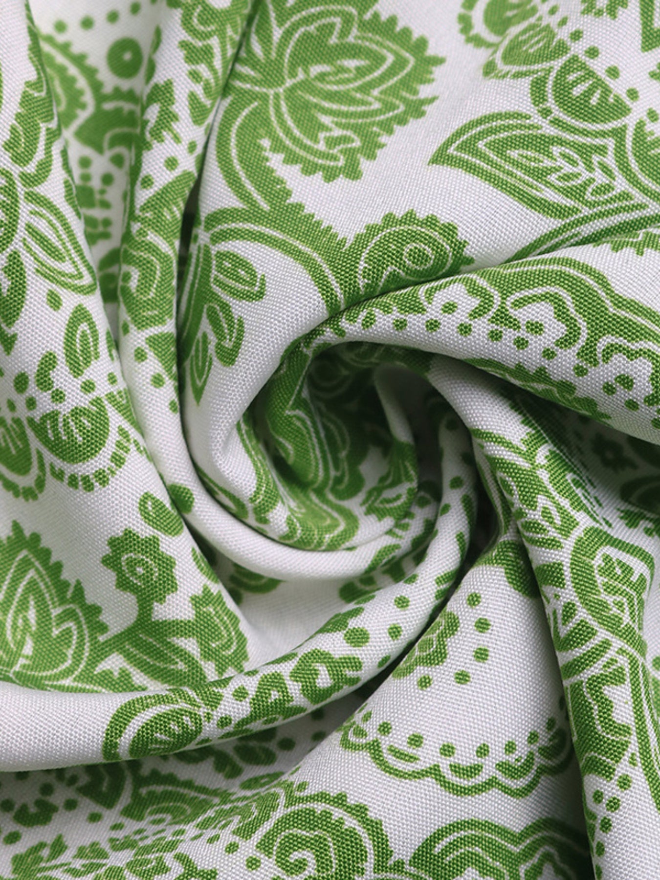 Green and white patterned fabric
