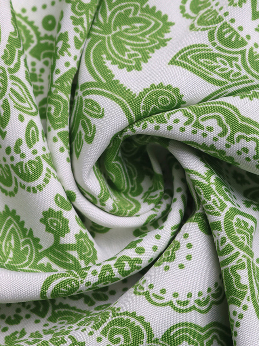 Green and white patterned fabric