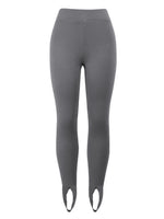 Gray ribbed leggings on a white background