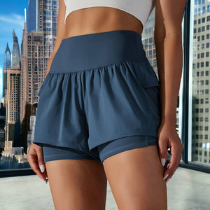 Dark blue High Waist Ruffle Shorts