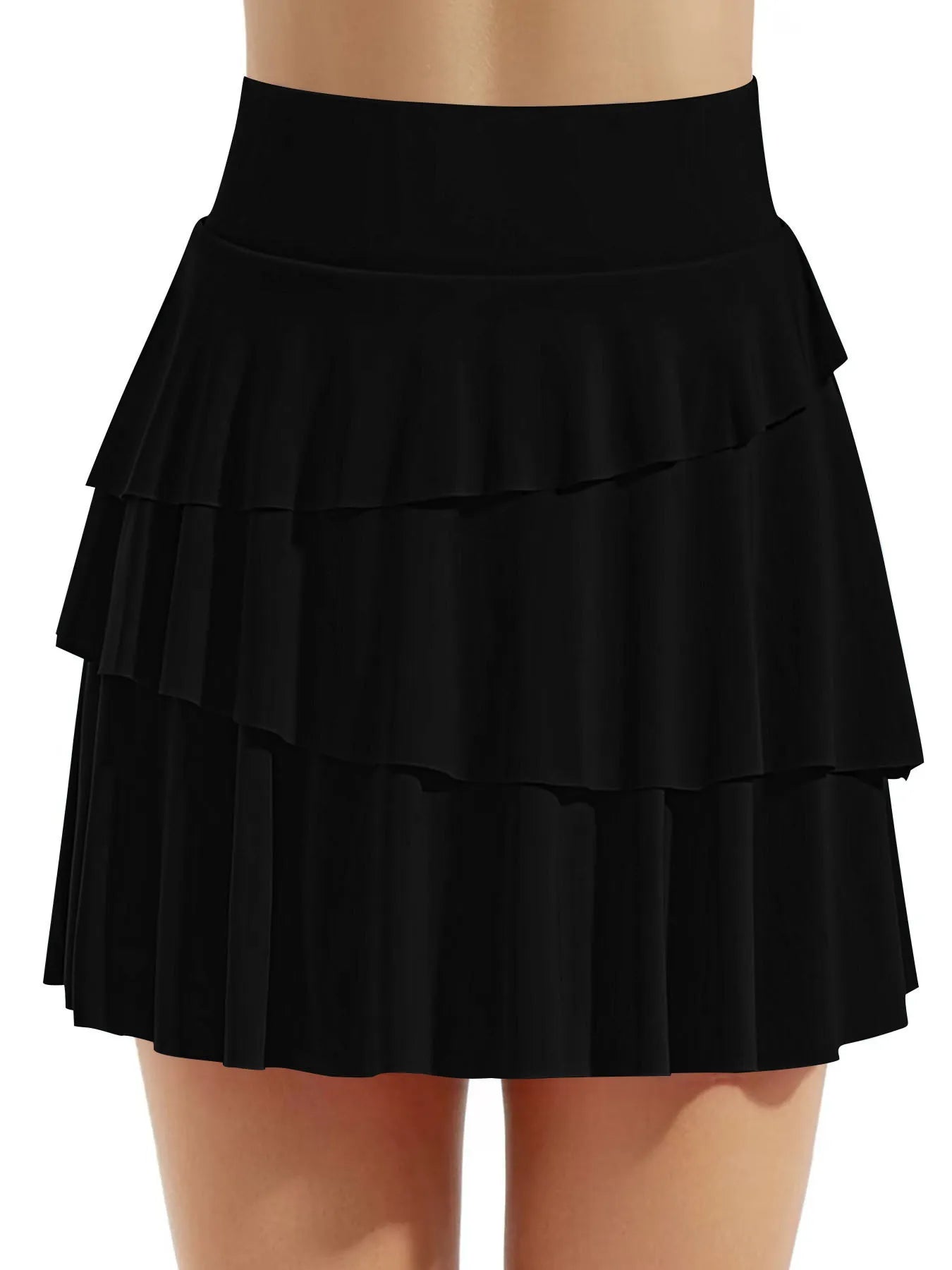 Black tiered skirt on a white background