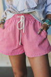 Women's Summer Lounge Sport Striped Elastic Waist Casual Shorts