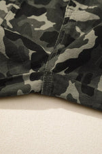Camouflage-patterned fabric on a beige background