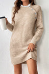 Ribbed Hem Raglan Sleeve Sweater Dress
