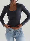 Square Neck Long Sleeve T-Shirt