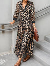 Leopard Print Long Sleeve Shirt Dress with Contrast Trim