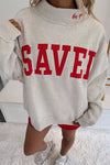 SAVED Letter Graphic Crew Neck Sweatshirt