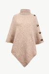 Turtleneck Buttoned Poncho For Women