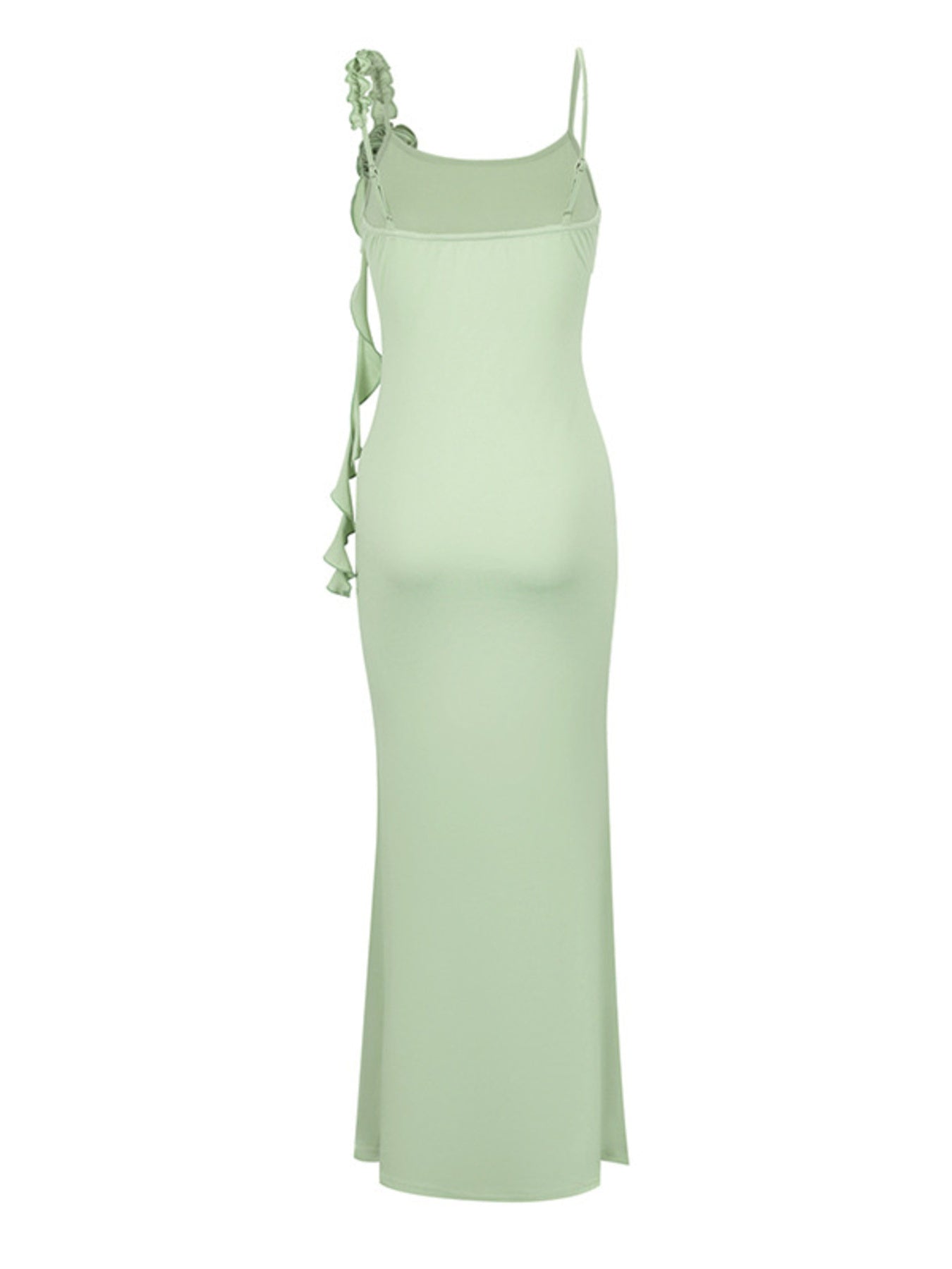 Light green dress with floral straps on a white background