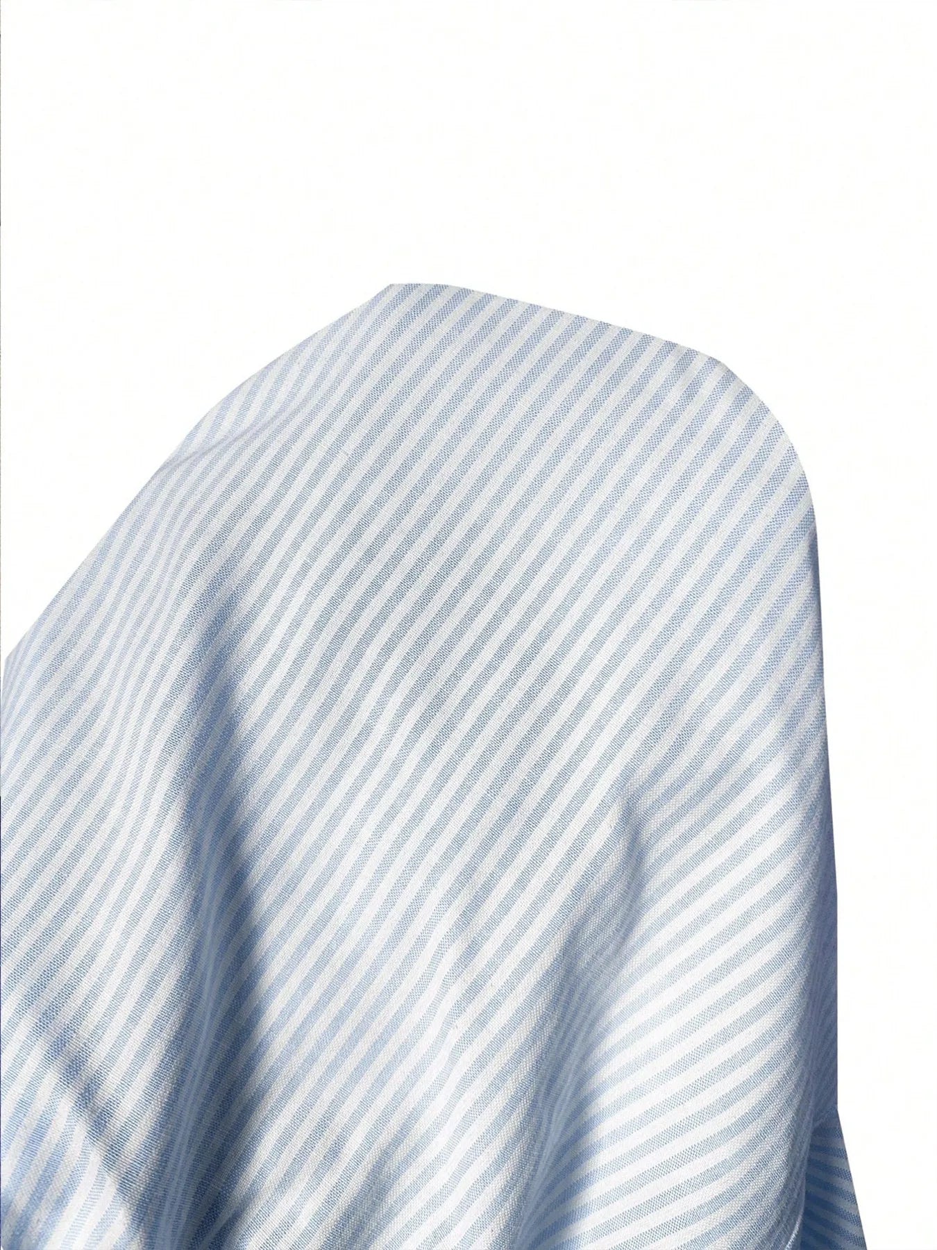 Close-up of a blue and white striped fabric texture