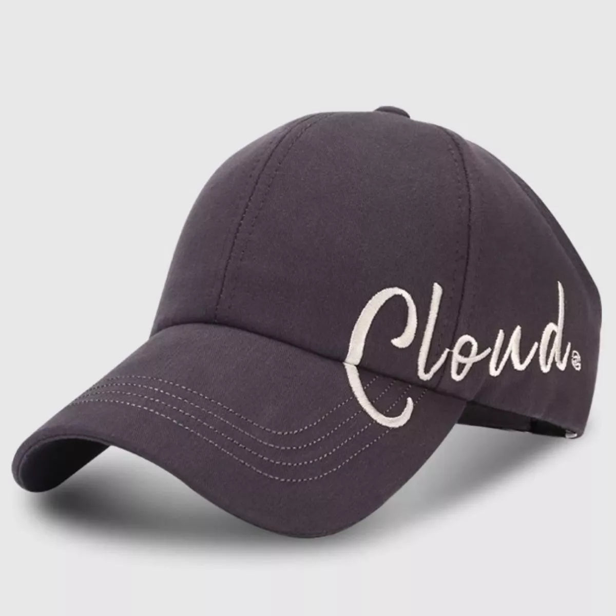 Gray cap with 'Cloud' logo on a light gray background