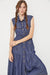 Close up picture of PLUS SLEEVELESS BUTTON DOWN COLLARED DENIM DRESS