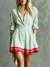 Woman's Striped Long Sleeve Shirt Dress