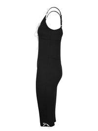 Black swimsuit with a strap on a white background