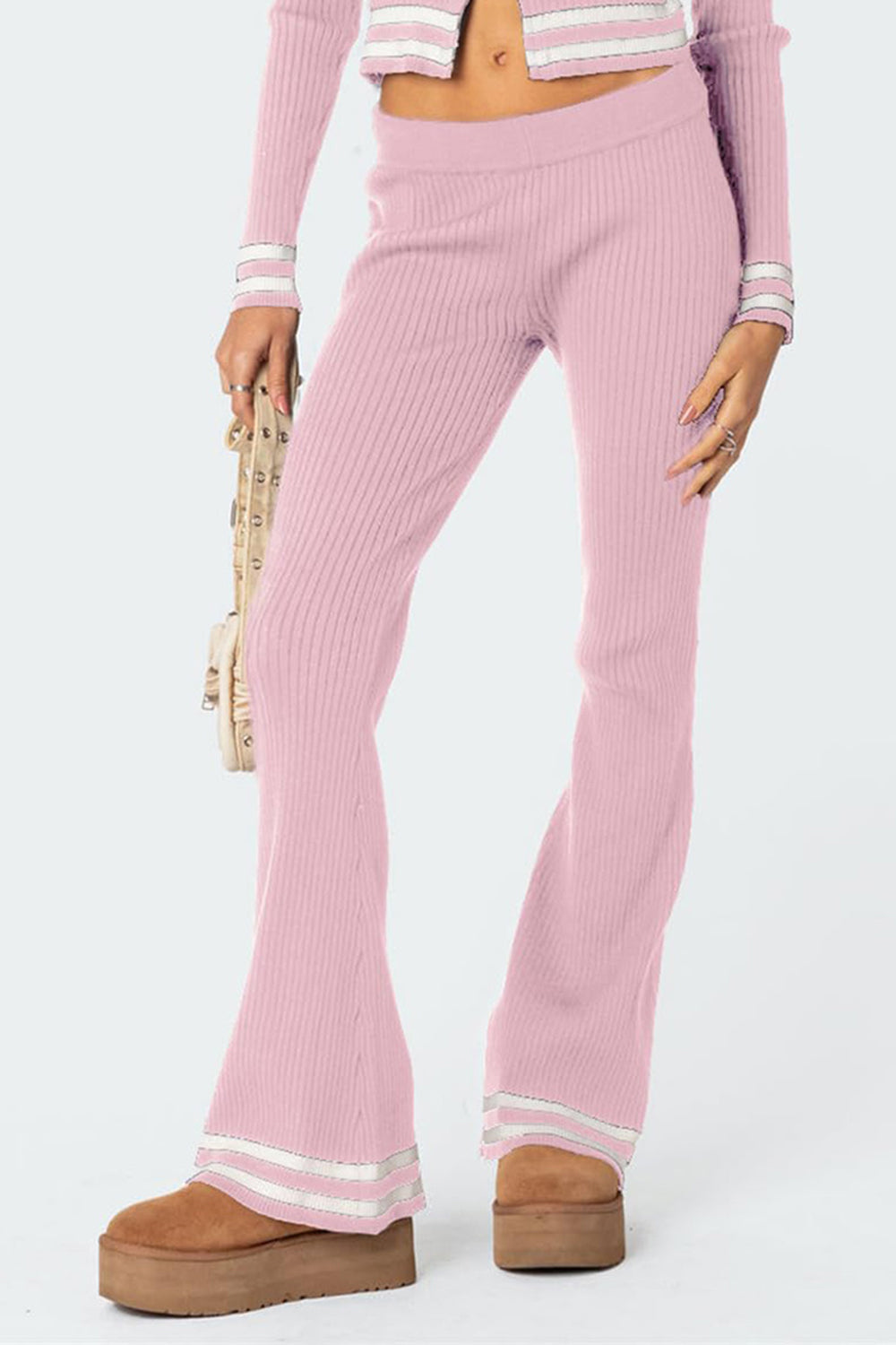 Pink Zip Up Long Sleeve Top and Pants Set
