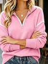 Quarter-Zip Dropped Shoulder Sweater