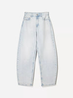 Light blue jeans on a white background