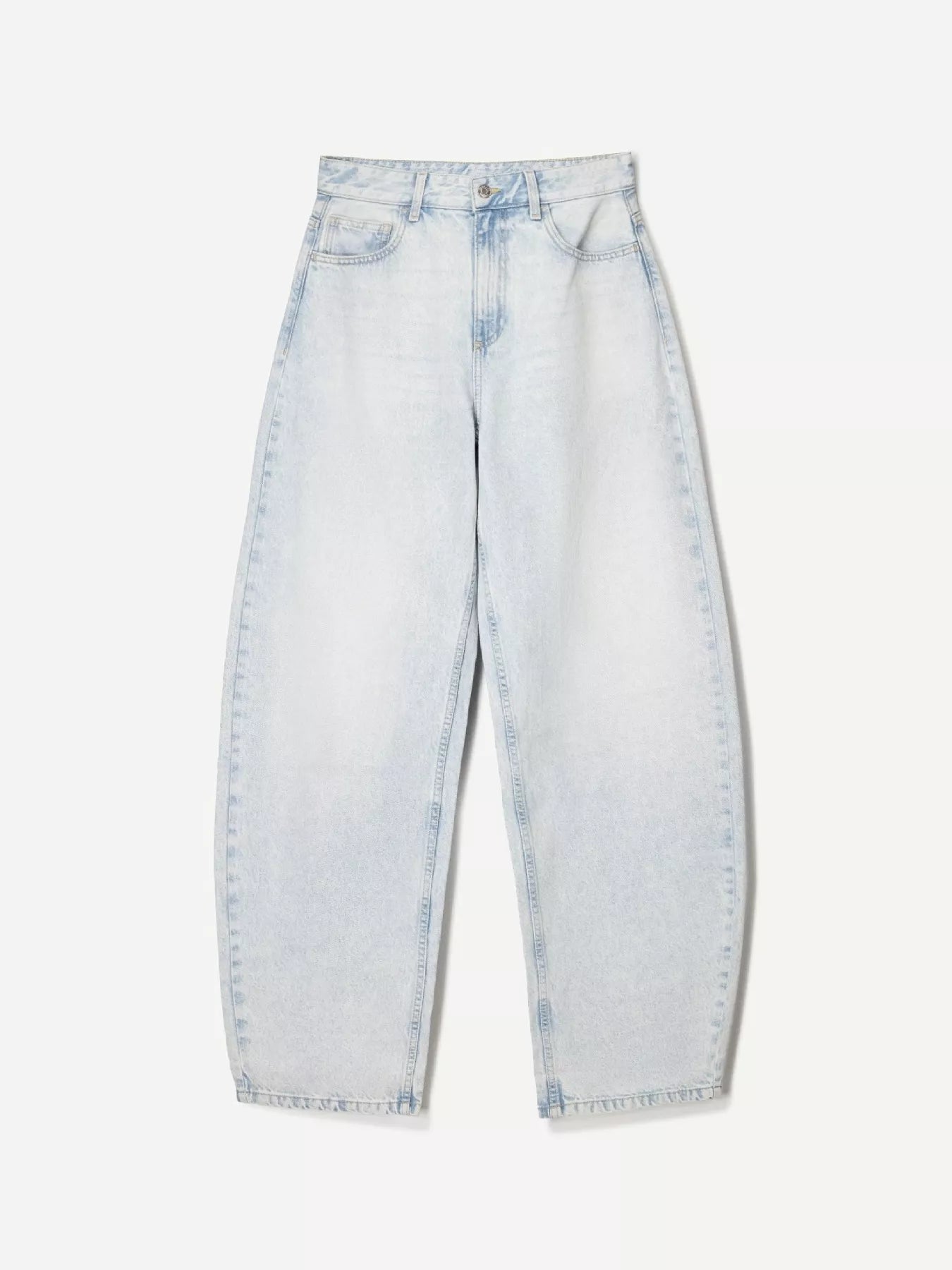 Light blue jeans on a white background
