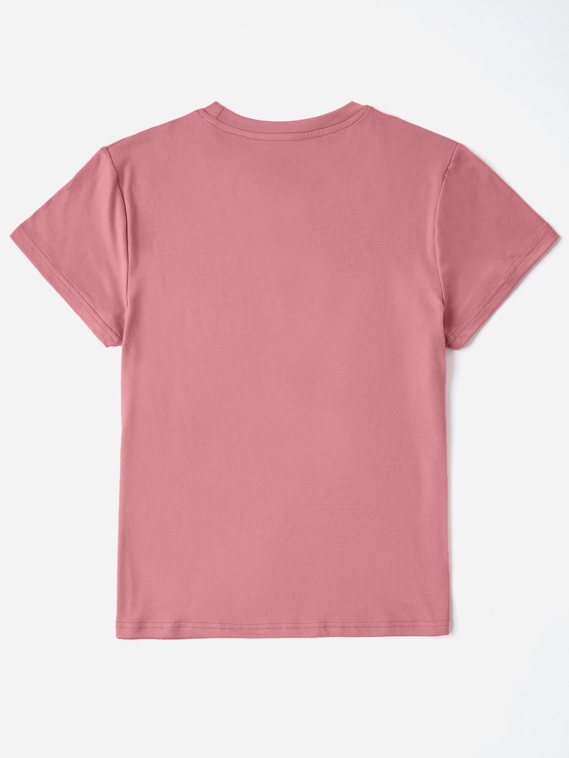 Back view of pink Graphic Round Neck Short Sleeve T-Shirt