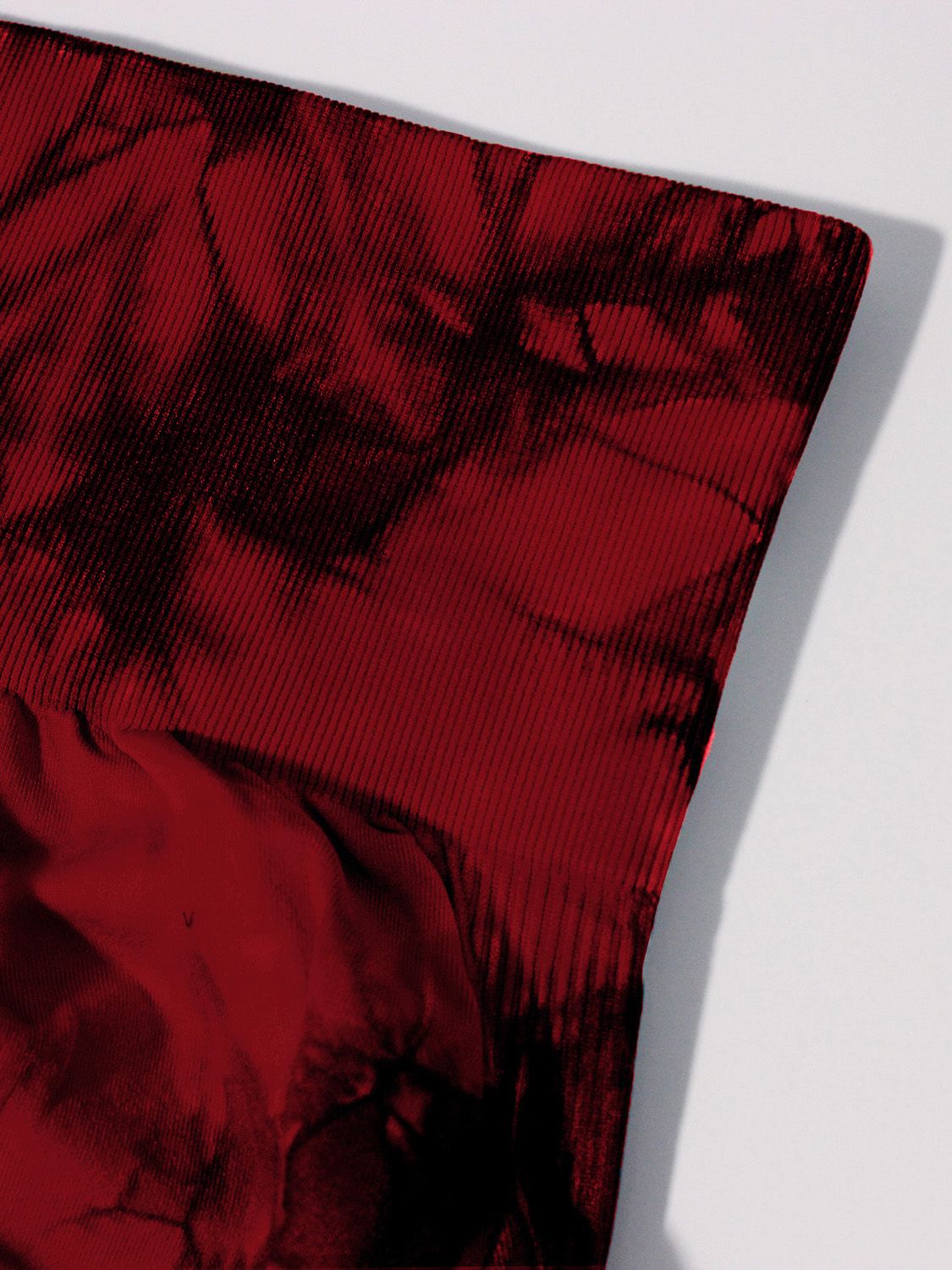 Close up view of red Tie-Dye High Waist Active Leggings