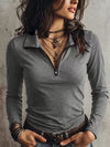 Slim Fit Long Sleeve Quarter-Zip T-Shirt For Women