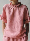 Women's Full Size Ruffled Neck Half Sleeve Blouse Plus Size