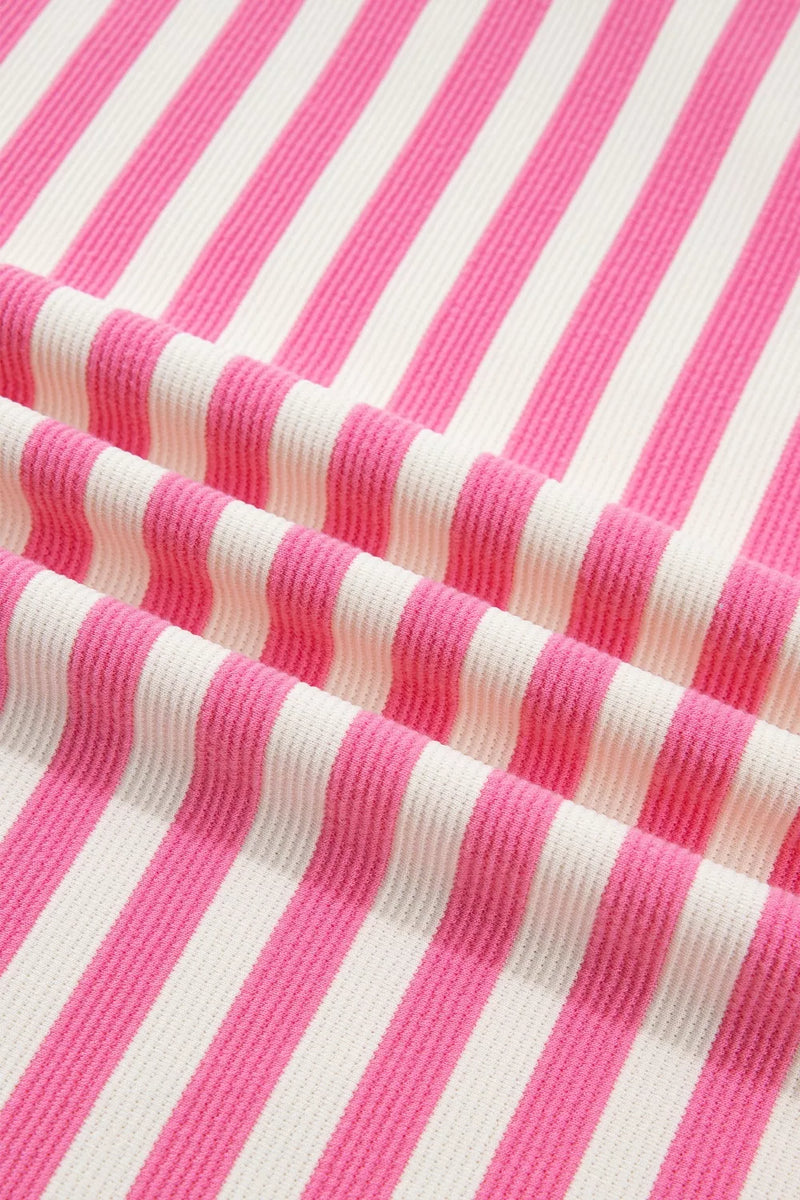 Close-up of pink and white striped fabric