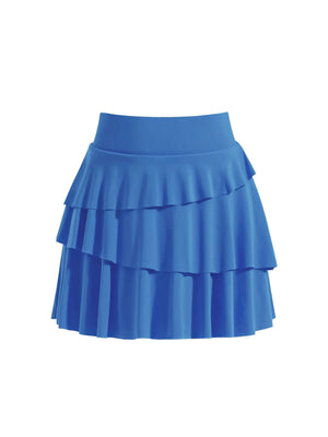 Blue tiered skirt on a white background