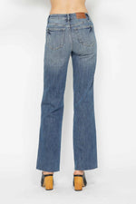 Blue jeans on a white background