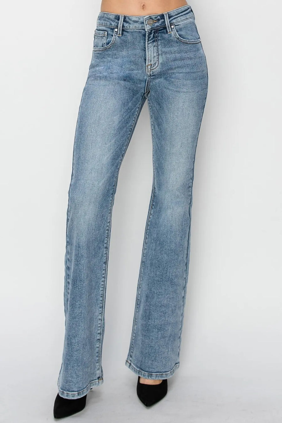 Light blue jeans on a white background
