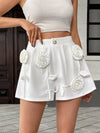 Women's  Forever Chic Casual 3D Flower Applique High-Waisted Shorts