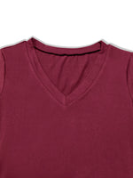 Maroon sleeveless top with a V-neck on a white background