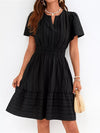Short Sleeve Smocked Waist Tiered Dress